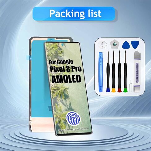 AMOLED for Google Pixel 8 Pro LCD Screen Replacement for Google Pixel 8 Pro LCD Display Touch Screen Display Assembly Repair Kits with Frame GC3VE, G1MNW (Fingerprint Cable Transfer Required) in Saudi Arabia