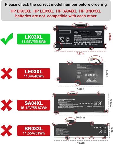 LK03XL Battery Compatible with HP Envy X360 Convertible Notebook 15m-cn0xxx 15m-cn0012dx 17m-ae0xx 15m-bp 17-ae1xx 15-bq2xx 17t-ce 15m-cn0011dx 15m-bp112dx LKO3XL 916814-855 L09281-855 in Kuwait