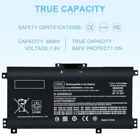 LK03XL Battery Compatible with HP Envy X360 Convertible Notebook 15m-cn0xxx 15m-cn0012dx 17m-ae0xx 15m-bp 17-ae1xx 15-bq2xx 17t-ce 15m-cn0011dx 15m-bp112dx LKO3XL 916814-855 L09281-855 in Kuwait