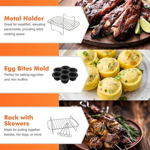Dual Basket Air Fryer Accessories, Fit for Ninja Dual Air Fryer DZ201,DZ401 | & Most 8 Quart - 10 Quart and Larger Dual Zone Air Fryer, Include Cake Pizza Pan, Rack & Skewer, Paper Liner, etc in Saudi Arabia