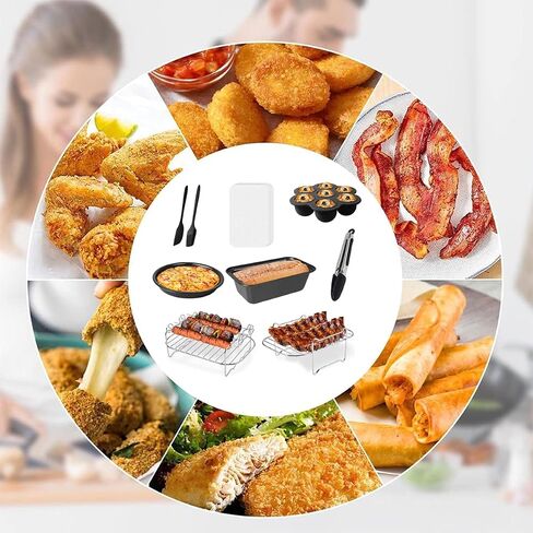 Dual Basket Air Fryer Accessories, Fit for Ninja Dual Air Fryer DZ201,DZ401 | & Most 8 Quart - 10 Quart and Larger Dual Zone Air Fryer, Include Cake Pizza Pan, Rack & Skewer, Paper Liner, etc in Saudi Arabia