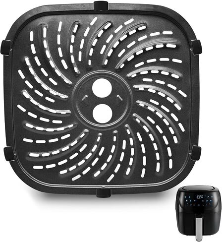 Air Fryer Grill Pan for PowerXL Vortex Pro 8 QT Air Fryer, Oval Nonstick 9.45''*9.45''Air Fryer Replacement Parts Accessories Rack Tray Basket Grill Plate with Rubber Bumpers,Dishwasher Safe in Saudi Arabia