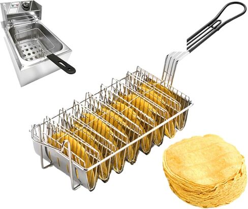 Taco Fryer Basket, Deep Fryer Taco Holder Basket V-Shaped Taco Shell Mold Taco Shell Fryer for Burritos and Tortillas (4 Shells) in Saudi Arabia