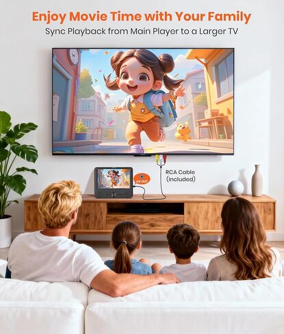 FANGOR 7.5 Inch Dual Car DVD Player, Portable Headrest Video Player for Car with 5 Hours Rechargeable Battery, Last Memory, AV Out/in, Support USB/SD/Sync TV, All Regions (1 Player+1 LCD Screen) in Saudi Arabia
