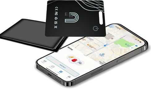 Ultra-Thin Wallet Tracker Card Works with Apple Find My, Rechargeable Slim Tracking Card, Bluetooth Tracker for Wallets, Key Finder & Item Locator for Luggage, Passports - MFi Certified iOS Only in Saudi Arabia