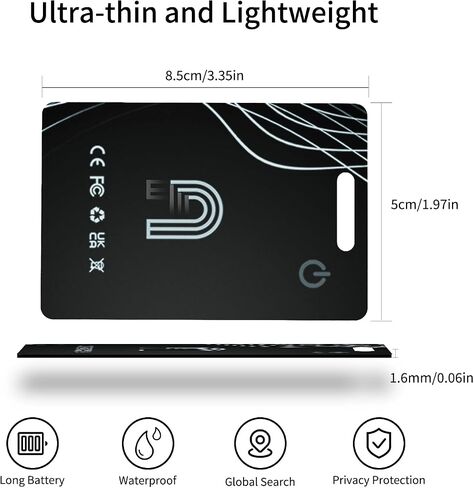 Ultra-Thin Wallet Tracker Card Works with Apple Find My, Rechargeable Slim Tracking Card, Bluetooth Tracker for Wallets, Key Finder & Item Locator for Luggage, Passports - MFi Certified iOS Only in Saudi Arabia
