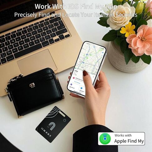 Ultra-Thin Wallet Tracker Card Works with Apple Find My, Rechargeable Slim Tracking Card, Bluetooth Tracker for Wallets, Key Finder & Item Locator for Luggage, Passports - MFi Certified iOS Only in Saudi Arabia