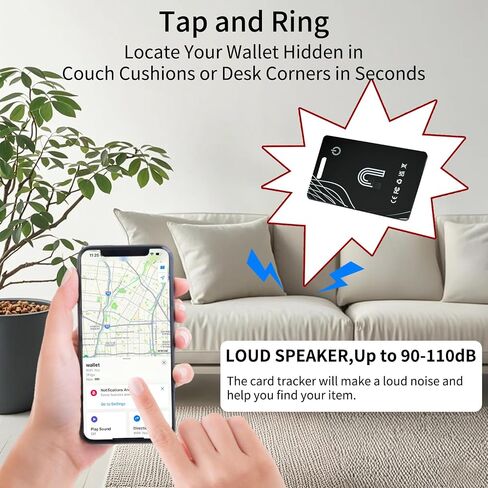 Ultra-Thin Wallet Tracker Card Works with Apple Find My, Rechargeable Slim Tracking Card, Bluetooth Tracker for Wallets, Key Finder & Item Locator for Luggage, Passports - MFi Certified iOS Only in Saudi Arabia
