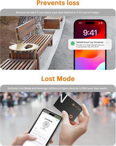 NOVOO Air Locator Tag (iOS Only) Wallet Tracker Card with Apple Find My | Smart Card Bluetooth Tracker, 6 Years Battery, IP68 Waterproof, 1.6mm Keys Finder and Item Locator for Keys, Bags, Passport in Saudi Arabia