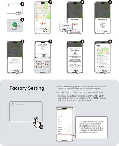 NOVOO Air Locator Tag (iOS Only) Wallet Tracker Card with Apple Find My | Smart Card Bluetooth Tracker, 6 Years Battery, IP68 Waterproof, 1.6mm Keys Finder and Item Locator for Keys, Bags, Passport in Saudi Arabia
