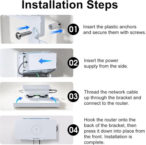 for Starlink Gen 3 Router Mount All-in-One Starlink Gen 3 Router Wall Mount | For Starlink Standard V3/4X Mesh Router & Gen 3/4X Power Supply Mounting Kit Space-Saving Starlink Router Wall Mount-LM-3C" in Saudi Arabia