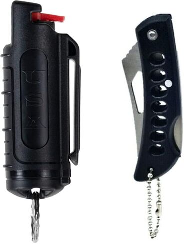 Police Magnum Keychain Pepper Spray Self Defense Belt Clip Combo- Tactical Safety Key Chains for Women & Men- Made in The USA- 1 Pack Black INJ Pocket Knife in Saudi Arabia
