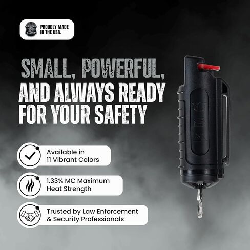 Police Magnum Keychain Pepper Spray Self Defense Belt Clip Combo- Tactical Safety Key Chains for Women & Men- Made in The USA- 1 Pack Black INJ Pocket Knife in Saudi Arabia