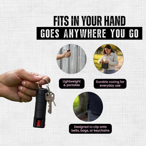 Police Magnum Keychain Pepper Spray Self Defense Belt Clip Combo- Tactical Safety Key Chains for Women & Men- Made in The USA- 1 Pack Black INJ Pocket Knife in Saudi Arabia