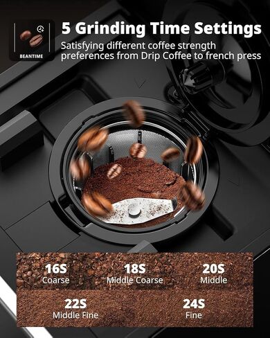 AIRMSEN Grind and Brew Coffee Maker, Single Serve with Built-In Grinder, Compatible with K-Cup Pods & Ground Coffee, 1000W Fast 6-14 oz Brewing, Touchscreen, 50 oz Removable Tank in Saudi Arabia