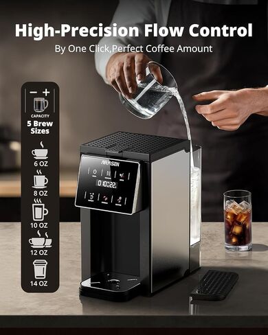 AIRMSEN Grind and Brew Coffee Maker, Single Serve with Built-In Grinder, Compatible with K-Cup Pods & Ground Coffee, 1000W Fast 6-14 oz Brewing, Touchscreen, 50 oz Removable Tank in Saudi Arabia