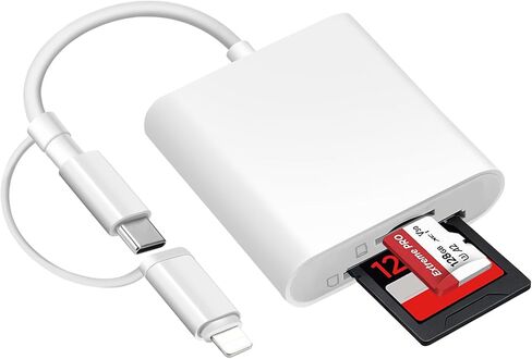[معتمد من Apple MFi] قارئ بطاقة SD لجهاز iPhone iPad، وقارئ بطاقة ذاكرة USB C وLightning مزدوج الواجهة، ومحول كاميرا رقمية إلى iPhone، وعارض كاميرا Trail Game يدعم بطاقة SD/TF، ​​التوصيل والتشغيل in Kuwait