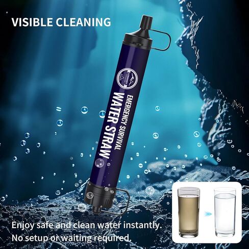 Emergency Water Filter Straw, 6-Pack, Essential Portable Survival Gear for Hiking, Camping, Fishing,Personal Travel Accessories for Clean Drinking Water in Saudi Arabia