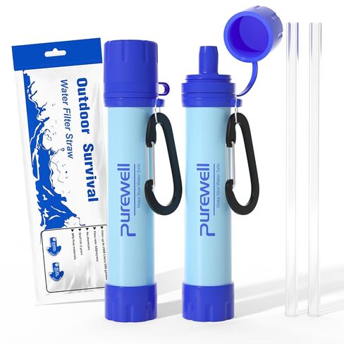 Purewell Outdoor Water Filter Personal Water Filtration Straw Emergency Survival Gear Water Purifier for Camping Hiking Climbing Backpacking in Saudi Arabia