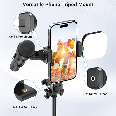 حامل ثلاثي للهاتف، حامل أحذية للكاميرا الساخنة والباردة لهاتف iPhone Andriod | كاميرا Hot 2 Cold Shoe Phone Mount متوافق مع iPhone Android Sony Canon DJI Ronin S/SC Zhiyun Gimbals in Kuwait