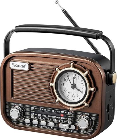 راديو AM FM محمول على الموجات القصيرة مع مكبر صوت بلوتوث، راديو ترانزستور تناظري يعمل ببطارية قابلة لإعادة الشحن لكبار السن وكبار السن، راديو FM سهل الاستخدام مع مقبض حمل، مشغل MP3 USB/TF in Kuwait