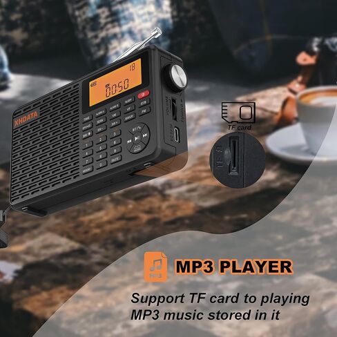 XHDATA D109 Portable Radio AM FM SW LW Shortwave Receiver Good Reception | Battery Operated Radio, Good Reception, Great Sound Speaker, TF Card&Wireless BT Playback, Alarm Clock for Home and Outdoor in Saudi Arabia