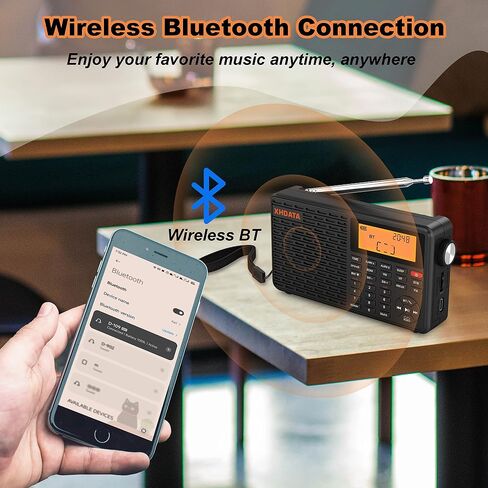 XHDATA D109 Portable Radio AM FM SW LW Shortwave Receiver Good Reception | Battery Operated Radio, Good Reception, Great Sound Speaker, TF Card&Wireless BT Playback, Alarm Clock for Home and Outdoor in Saudi Arabia