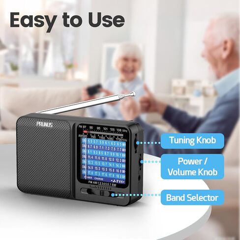PRUNUS J-711 Shortwave Radio SW1-SW7(5.5-18 MHz) Portable Radio AM/FM | USB-C Charging& AA Battery Operated, Excellent Reception, Long Antenna, Earphone Jack, Lanyard, Transistor Radios, SW Radio in Saudi Arabia