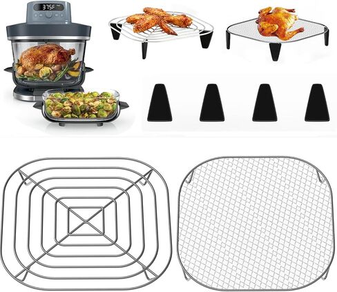 2PCS Crisper Stainless Steel Rack Compatible with Ninja Crispi Pro AS101 | 2 Sizes Air Fryer Accessories for Ninja Crispi Pro AS101 6qt & 2.5qt Glass Container & Crispi FN101 4qt Container in Kuwait