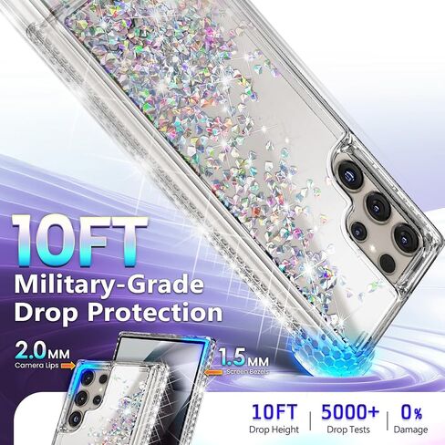 NGB Designed for Samsung Galaxy S23 Ultra Case, Clear | Magnetic Compatible with MagSafe | Glitter Liquid Sparkle Cute Cover for Women Girls | with Camera Lens Protector & Wrist Strap in Saudi Arabia