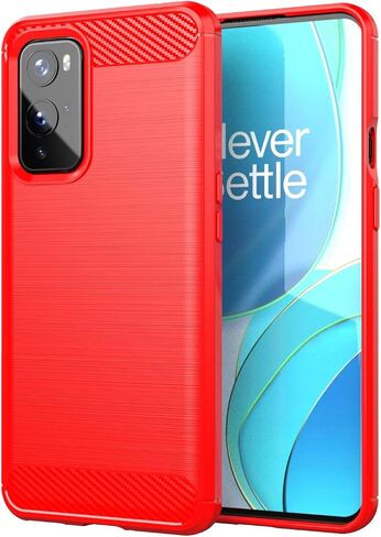 for Oneplus 9 Phone case,1+9Case Shockproof, Scratch Resistant Carbon Fiber Jacket, Soft TPU, for Oneplus 9 case (Red) in Saudi Arabia