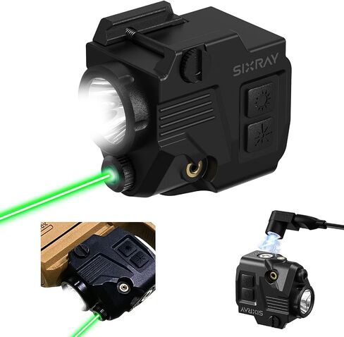 SIXRAY Pistol Light Laser Sight 420 Lumens Gun Light with Magnetic Charging Strobe Function Green Laser Light Combo for Pistol Laser Class II in Saudi Arabia