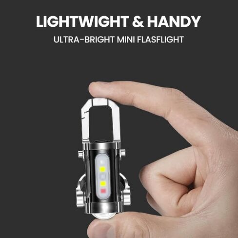 Keychain Flashlight 4-Pack – Rechargeable, 1200 Lumens, 7 Modes with Dual LEDs, Type-C, Waterproof Mini EDC for Outdoor Enthusiasts, Camping, Hiking & Emergency Prep in Saudi Arabia