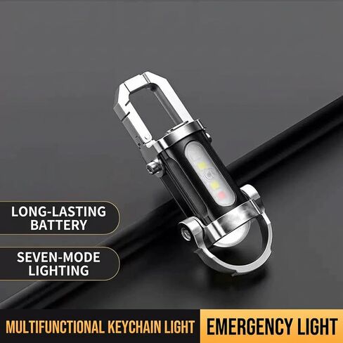 Keychain Flashlight 4-Pack – Rechargeable, 1200 Lumens, 7 Modes with Dual LEDs, Type-C, Waterproof Mini EDC for Outdoor Enthusiasts, Camping, Hiking & Emergency Prep in Saudi Arabia