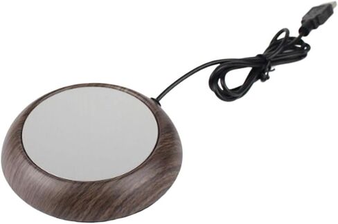 Ceramic Glass Warmer Warm Coffee and Tea Mug Coaster Pad, USB Powered, Beverage Warmer, Deep Wood Grain in Kuwait