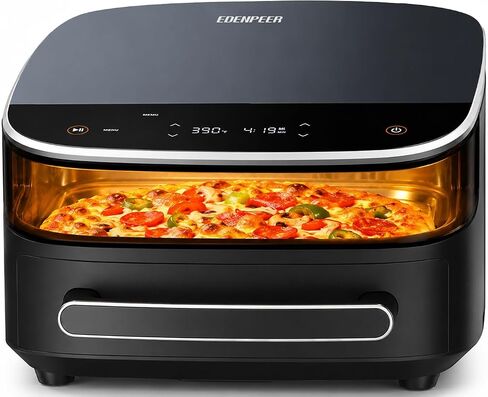 6QT Large Air Fryer, 11-in-1 Air Fryer Top & Bottom Heating, No Flip Needed | 2X Faster Heating 50dB Quiet Air Fryer 270° View Window Flat Airfryer Fits 12" Pizza Easy to Clean for Family Meals in Saudi Arabia