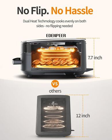 6QT Large Air Fryer, 11-in-1 Air Fryer Top & Bottom Heating, No Flip Needed | 2X Faster Heating 50dB Quiet Air Fryer 270° View Window Flat Airfryer Fits 12" Pizza Easy to Clean for Family Meals in Saudi Arabia