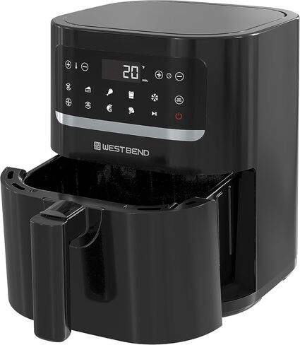West Bend Compact Air Fryer 5-Quart Capacity with Digital Controls LCD Display and 10 Cooking Presets with Shake Reminder, Nonstick Frying Basket, 1500-Watts, Black in Kuwait