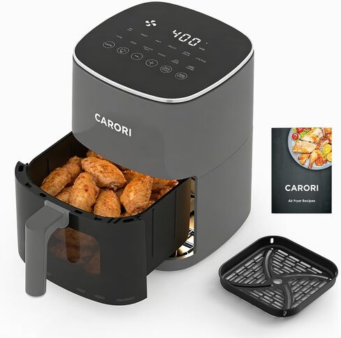 CARORI 6QT Air Fryer with Viewing Window, 12 Cooking Presets, 1700W Fast & Even Cooking, Max 400℉ Crisping, Bake, Roast, Reheat & Dehydrate, Large Nonstick Basket, Dishwasher Safe, Gray in Saudi Arabia