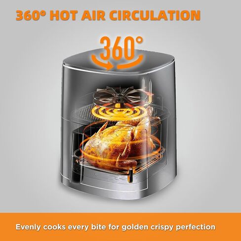 CARORI 6QT Air Fryer with Viewing Window, 12 Cooking Presets, 1700W Fast & Even Cooking, Max 400℉ Crisping, Bake, Roast, Reheat & Dehydrate, Large Nonstick Basket, Dishwasher Safe, Gray in Saudi Arabia