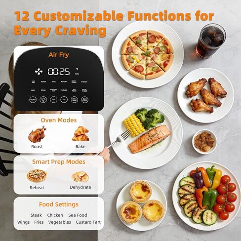CARORI 6QT Air Fryer with Viewing Window, 12 Cooking Presets, 1700W Fast & Even Cooking, Max 400℉ Crisping, Bake, Roast, Reheat & Dehydrate, Large Nonstick Basket, Dishwasher Safe, Gray in Saudi Arabia