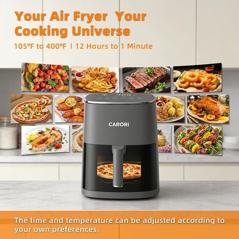 CARORI 6QT Air Fryer with Viewing Window, 12 Cooking Presets, 1700W Fast & Even Cooking, Max 400℉ Crisping, Bake, Roast, Reheat & Dehydrate, Large Nonstick Basket, Dishwasher Safe, Gray in Saudi Arabia