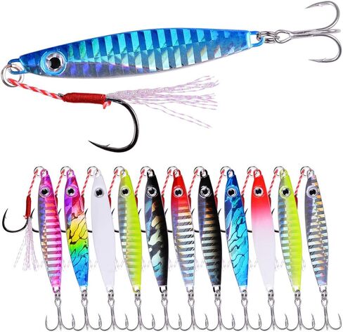 Aorace Jigging Lure Lead Fish Metal Jig Fishing Lure Paillette Knife Artificial Hard Bait Laser Body in Saudi Arabia