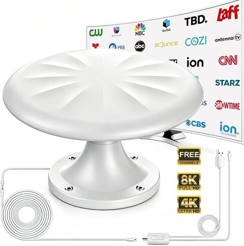 RV TV Antenna Roof Mounted,Long Range Omni Directional Receive,Black | Obtain Digital HD Antenna Local Channels, with Super Signal Booster, 35ft HDTV Cable, for RV/Travel Trailer/Camper/Truck/Boat in Kuwait