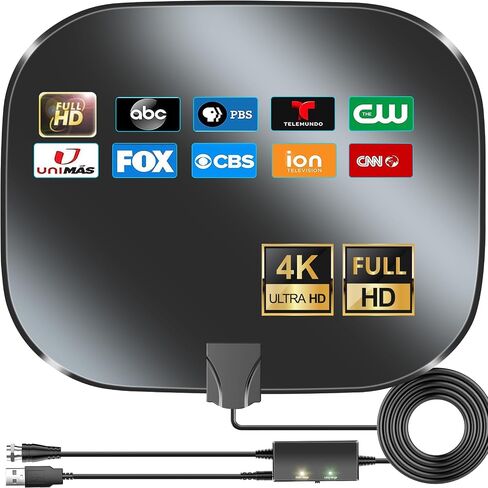 Digital Antenna for Local Channels, TV Antenna for Smart TV | 5000+ Miles Range Digital Antenna for Local Channels, 4K 8K 1080p HD Antenna with Signal Booster-18FT Coaxial Cable in Saudi Arabia