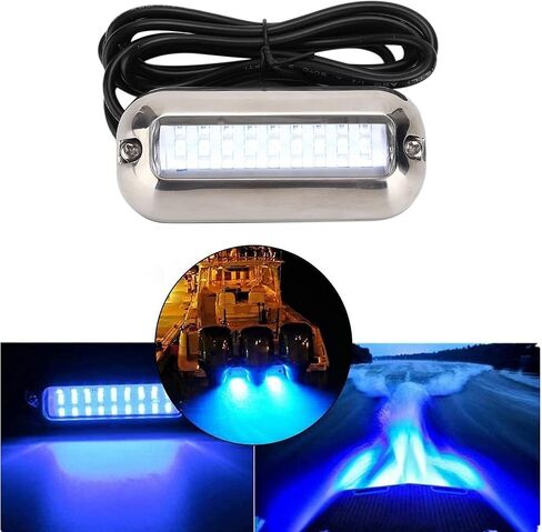 Keenso Underwater Light Stainless Steel Transom Light 27 LED 10 to | Underwater Light Stainless Steel Transom Light 27 LED 10 to 30VDC IP68 120 Degree Beam 4.9ft Cable for Marine in Kuwait