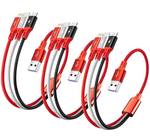 3 in 1 Retractable Multi Charging Cable, Fast Charging Cord, 2Pack,3.3Ft | USB Cable Phone Multiple Charger with USB C/Lightning/Micro, Travel Car Accessories for iPhone 17 16 15 14/Samsung/Kindle/Car in Saudi Arabia