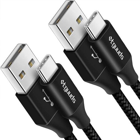 etguuds USB to USB C Cable 2ft, 2-Pack USB A to USB C Charger Cord Type C | Fast Charging for Samsung Galaxy A17 A16 A15 A26 A36 A56, S26 S25 S24 S23 S22 S21 S20 S10, for iPhone 17 16 15, Moto, Gray in Saudi Arabia