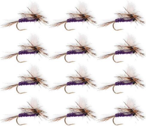 Purple Haze 12 Pack – Premium Hand Tied Dry Flies for Fly Fishing – Versatile Mayfly & Attractor Pattern – High Floating, All-Season Trout Fly Set in Kuwait