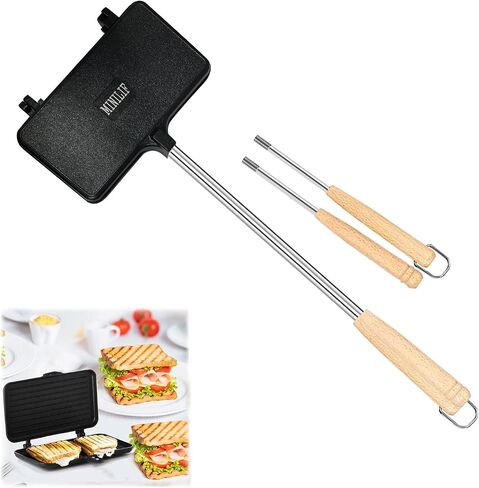 Large - Sized Sandwich Baking Tray with Interchangeable Handles - Perfect for Home & Outdoor, Campfire Sandwich & Hobo Pie Maker, Breakfast Skillet in Saudi Arabia